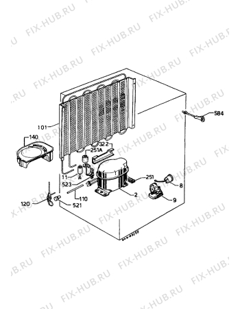 Взрыв-схема холодильника Zanussi ZFC1604T - Схема узла Cooling system 017